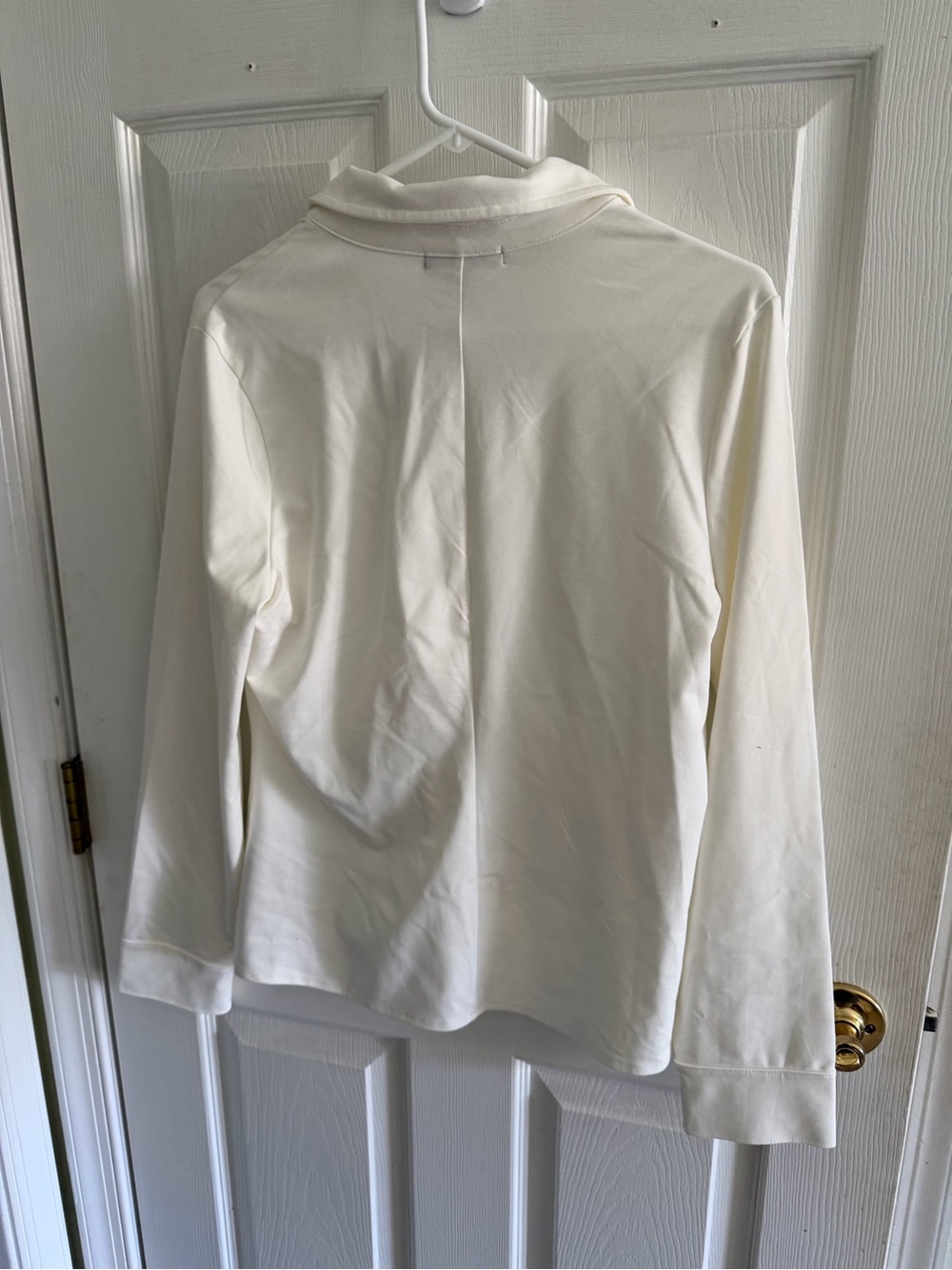 White Twist-Front Collared Long-Sleeve Top - Picture 3 of 6